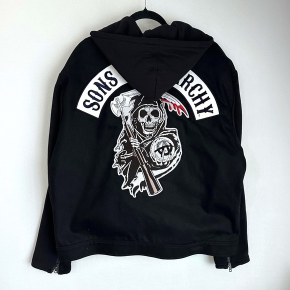 Sons Of Anarchy Black Hooded Jacket 2XL‎ Licensed Official Apparel Biker SOA USA - Picture 6 of 9